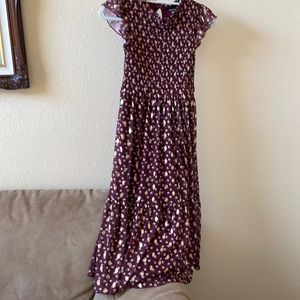 Zunie Dress, kids size 12, burgundy with gold